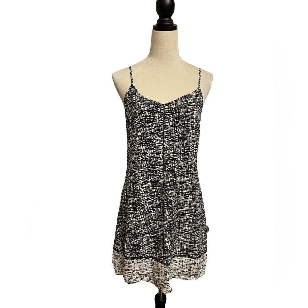 Intermix Black & White Designed 100% Silk Slip Dress w/Cut Outs (Large)